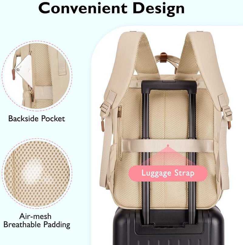MOMMORE Diaper Bag Backpack, Breast Pump Backpack for Spectra S1,S2 Medela Pumping Backpack for Working Moms with 15.6 inch Laptop Sleeve, Champagne - Image 5